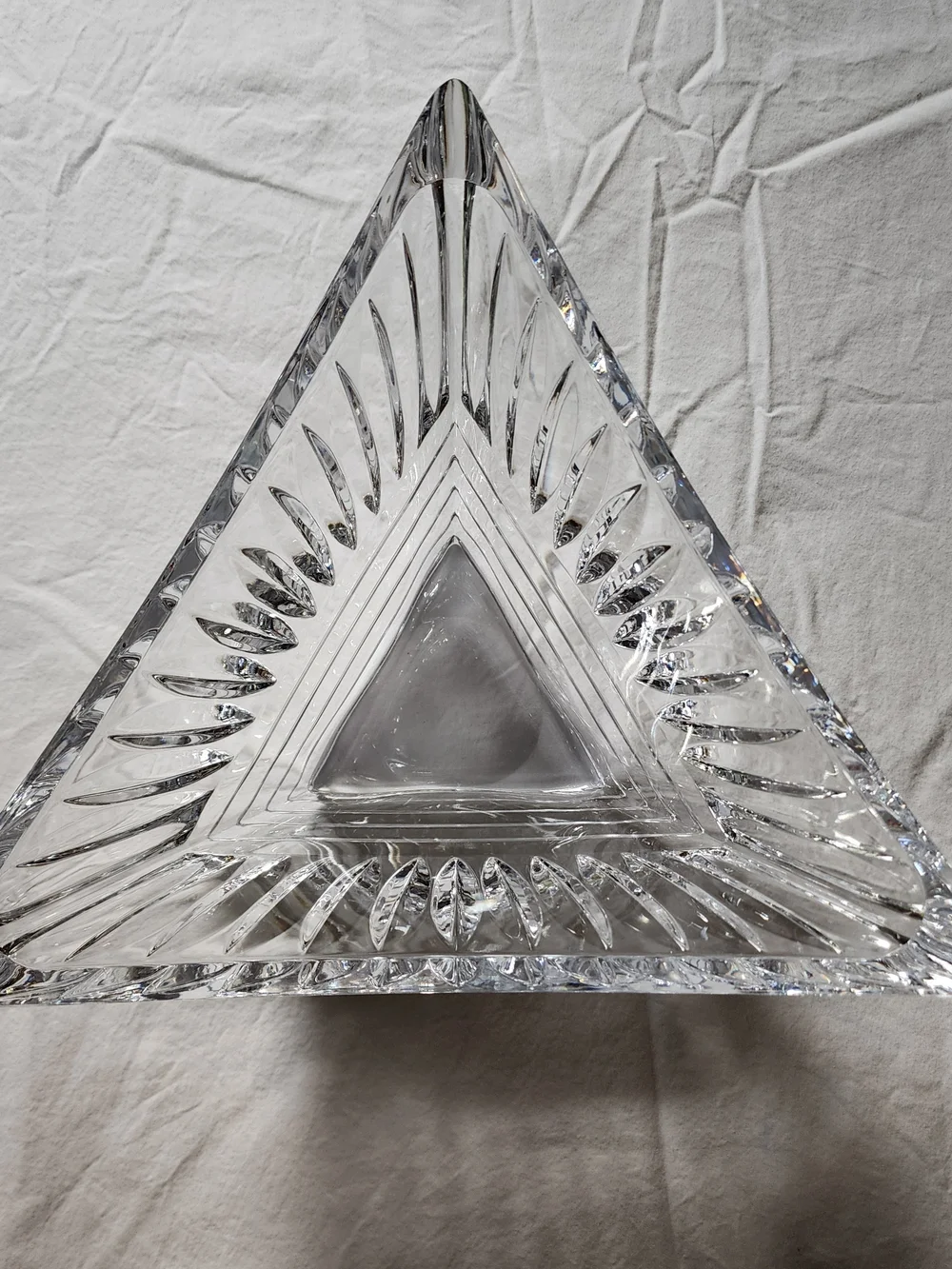 VTG Mikasa Twilight Crystal Triangular Bowl 11.5” Candy Dish Centerpiece